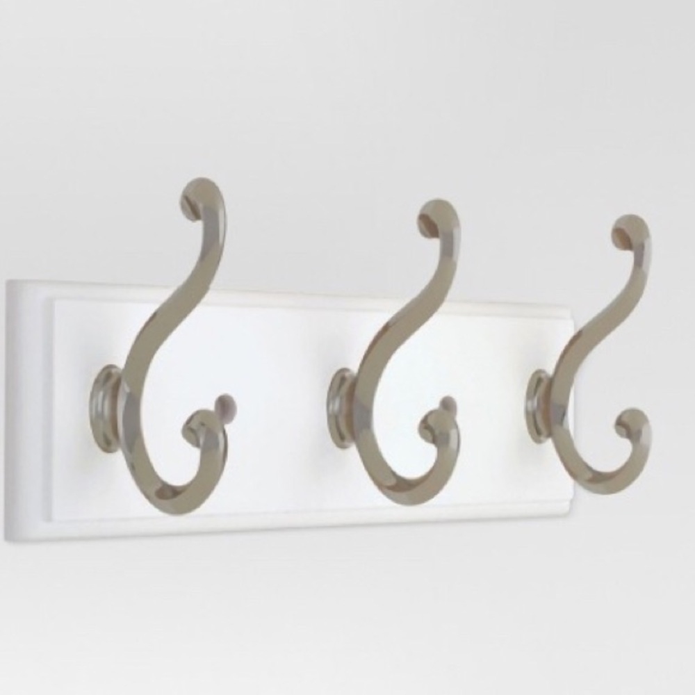 10" 3 Hook Rack/White/Satin Nickel/Threshold